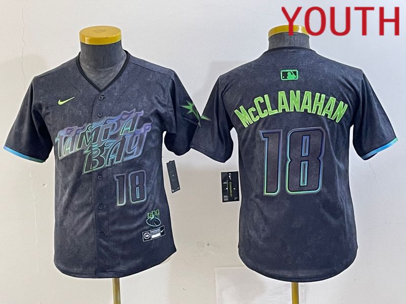 Youth Tampa Bay Rays #18 Mcclanahan Nike MLB Limited City Connect Black 2024 Jersey style 3